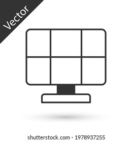 Grey Solar energy panel icon isolated on white background.  Vector