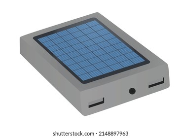 Grey solar panel power bank. vector illustration