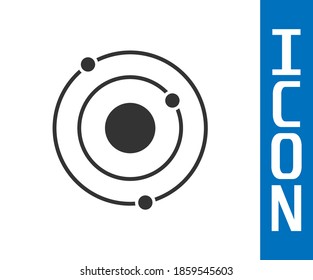 Grey Solar system icon isolated on white background. The planets revolve around the star.  Vector