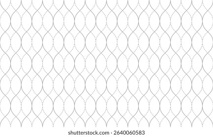 Grey solid line and dash line with ogee shape pattern. Vector Repeating Texture. - Powered by Shutterstock - Get 15% off with code: PIKWIZARD15