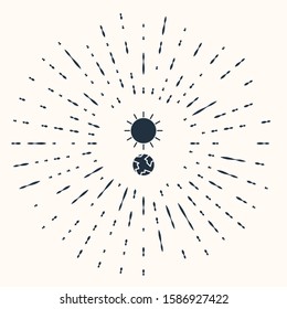 Grey Solstice icon isolated on beige background. Abstract circle random dots. Vector Illustration
