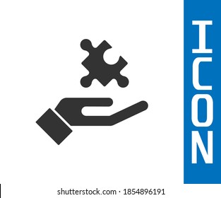Grey Solution to the problem in psychology icon isolated on white background. Puzzle. Therapy for mental health.  Vector