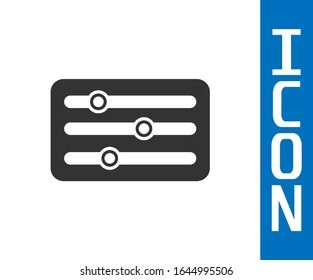 Grey Sound mixer controller icon isolated on white background. Dj equipment slider buttons. Mixing console.  Vector Illustration