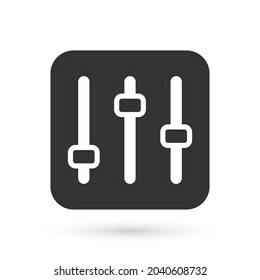 Grey Sound mixer controller icon isolated on white background. Dj equipment slider buttons. Mixing console.  Vector
