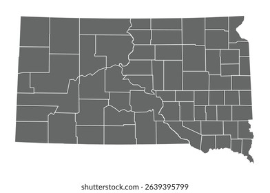 Grey South Dakota map design on white background