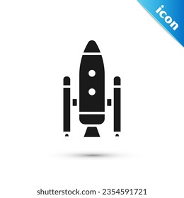 Grey Space shuttle and rockets icon isolated on white background.  Vector Illustration