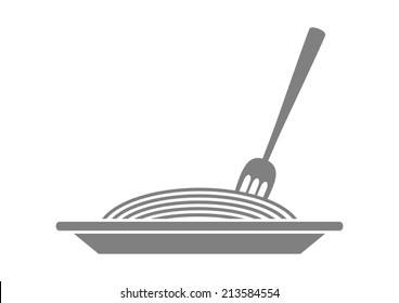 Grey spaghetti icon on white background
