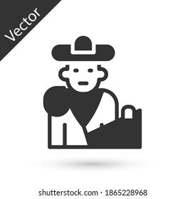 Grey Spain bullfight, matador icon isolated on white background. Traditional Spanish entertainment.  Vector
