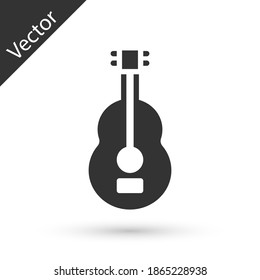 Grey Spanish guitar icon isolated on white background. Acoustic guitar. String musical instrument.  Vector