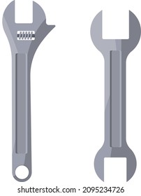 Grey spanner, illustration, vector on a white background.