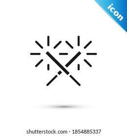 Grey Sparkler firework icon isolated on white background. Festive Christmas sparkler candle lights. Merry Christmas and Happy New Year.  Vector