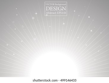 Grey sparkles glitter and rays lights bokeh abstract holiday background/texture.  Vector background. 