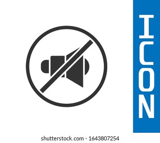 Grey Speaker mute icon isolated on white background. No sound icon. Volume Off symbol.  Vector Illustration