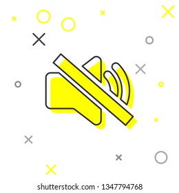 Grey Speaker mute line icon isolated on white background. No sound icon. Volume Off symbol. Vector Illustration
