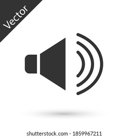 Volumen del altavoz gris, símbolo de sonido de voz de audio, icono de música de medios aislado en fondo blanco. Vector.