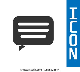 Grey Speech bubble chat icon isolated on white background. Message icon. Communication or comment chat symbol.  Vector Illustration