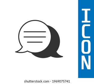Icono de charla de burbuja de la voz gris aislado en fondo blanco. Icono de mensaje. Símbolo de chat de comunicación o comentario.  Vector