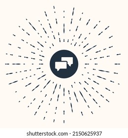Icono de charla de burbuja de la voz gris aislado en fondo beige. Icono de mensaje. Símbolo de chat de comunicación o comentario. Resumen de puntos aleatorios de círculo. Vector