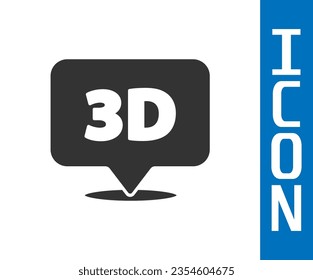 Grey Speech bubble with text 3D icon isolated on white background.  Vector Illustration