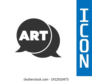 Graue Sprachblase mit Textkunstsymbol einzeln auf weißem Hintergrund. Nachrichtensymbol. Chat-Symbol für Kommunikation oder Kommentar.  Vektorgrafik