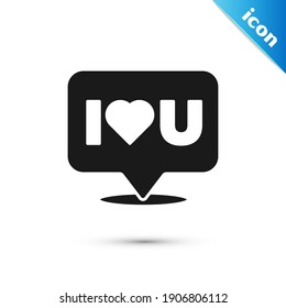 Graue Sprachblase mit Text Ich liebe dich Symbol einzeln auf weißem Hintergrund. Valentinstag.  Vektorgrafik