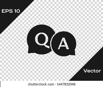 Grey Speech bubbles with Question and Answer icon isolated on transparent background. Q and A symbol. FAQ sign. Chat speech bubble and chart. Vector Illustration Grey Speech bubbles with Question and Answer icon isolated on transparent background. Q and A symbol. FAQ sign. Chat speech bubble and chart. Vector Illustration