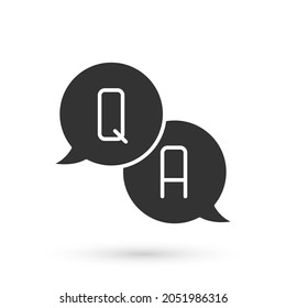 Grey Speech bubbles with Question and Answer icon isolated on white background. Q and A symbol. FAQ sign. Chat speech bubble and chart.  Vector
