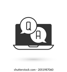 Grey Speech bubbles with Question and Answer icon isolated on white background. Q and A symbol. FAQ sign. Chat speech bubble and chart.  Vector