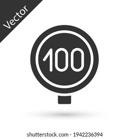 Grey Speed limit traffic sign 100 km icon isolated on white background. Vector