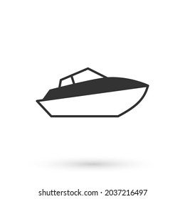 Grey Speedboat icon isolated on white background.  Vector