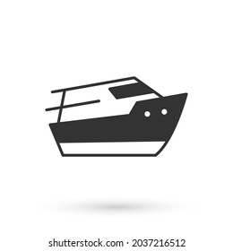 Grey Speedboat icon isolated on white background.  Vector