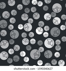 Grey Speedometer icon isolated seamless pattern on black background.  Vector Illustration