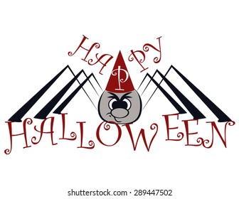 grey spider on the halloween with red hat