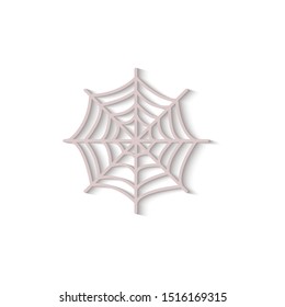 Grey spider web icon isolated on white background - simple dangerous insect-themed Halloween decoration element. Vector illustration.