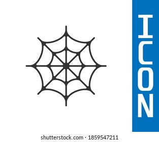 Grey Spider web icon isolated on white background. Cobweb sign. Happy Halloween party.  Vector