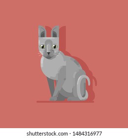 GREY SPINX CAT WITH FLAT ILLUSTRATION DESIGN