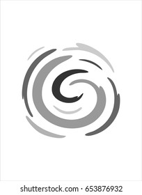 Grey spiral abstract round, white background 