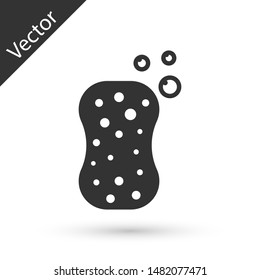 Grey Sponge with bubbles icon isolated on white background. Wisp of bast for washing dishes. Cleaning service logo.  Vector Illustration