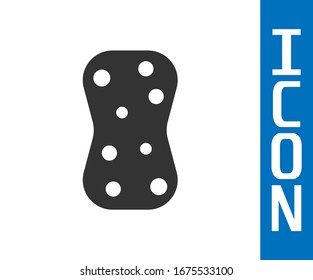 Grey Sponge with bubbles icon isolated on white background. Wisp of bast for washing dishes. Cleaning service logo.  Vector Illustration