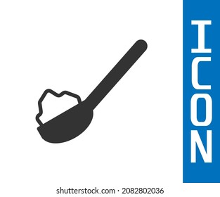 Grey Spoon with sugar icon isolated on white background. Teaspoon for tea or coffee.  Vector