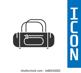 Grey Sport bag icon isolated on white background.  Vector Illustration