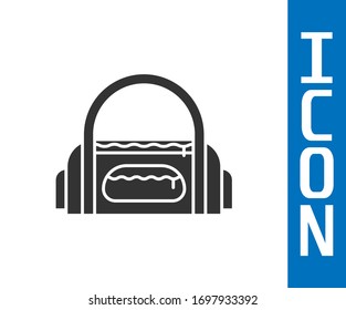 Grey Sport bag icon isolated on white background.  Vector Illustration