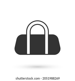Grey Sport bag icon isolated on white background.  Vector