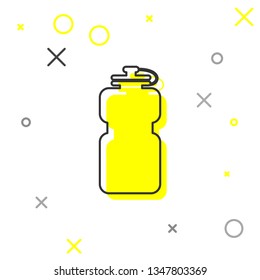 Grey Sport bottle with water line icon isolated on white background. Vector Illustration