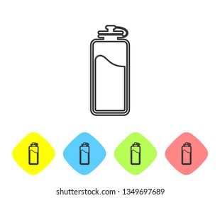 Grey Sport bottle with water line icon isolated on white background. Set icon in color rhombus buttons. Vector Illustration