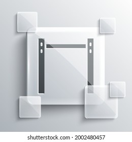 Grey Sport horizontal bar icon isolated on grey background. Square glass panels. Vector