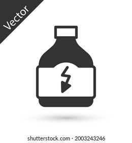 Grey Sports nutrition bodybuilding proteine power drink and food icon isolated on white background.  Vector