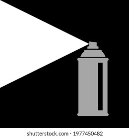 Grey spray can vector icon on black background  