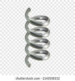 Grey spring cable mockup. Realistic illustration of grey spring cable vector mockup for on transparent background