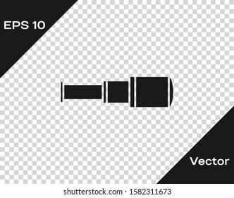 Grey Spyglass telescope lens icon isolated on transparent background. Sailor spyglass.  Vector Illustration